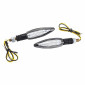 TURN SIGNAL FOR MOTORBIKE- SEQUENTIAL - AVOC SAGATA 24 LEDS ABS BODY - TRANSPARENT/BLACK (Long 103mm / H 25mm (Wd 26mm) (EEC APPROVED) 3700948109496