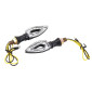 CLIGNOTANT SEQUENTIEL MOTO AVOC SAKURA 12 LEDS BASE ABS TRANSPARENT/NOIR (L 85mm / H 30mm / L 16mm) (HOMOLOGUE CE) (PAIRE) 3700948109502