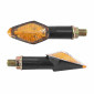 TURN SIGNAL FOR MOTORBIKE- AVOC NISSHIN ABS BODY - TRANSPARENT/BLACK (Long 73mm / H 29mm (Wd 27mm) (EEC APPROVED) (Pair) 3700948109564