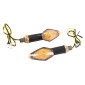 TURN SIGNAL FOR MOTORBIKE- AVOC NISSHIN ABS BODY - TRANSPARENT/BLACK (Long 73mm / H 29mm (Wd 27mm) (EEC APPROVED) (Pair) 3700948109564