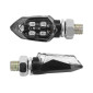 TURN SIGNAL FOR MOTORBIKE- AVOC INZAY 5 LEDS ABS BODY - TRANSPARENT/BLACK (Long 35mm / H 18mm (Wd 16mm) (EEC APPROVED) (Pair) 3700948109571