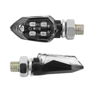 TURN SIGNAL FOR MOTORBIKE- AVOC INZAY 5 LEDS ABS BODY - TRANSPARENT/BLACK (Long 35mm / H 18mm (Wd 16mm) (EEC APPROVED) (Pair) 3700948109571