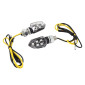 TURN SIGNAL FOR MOTORBIKE- AVOC INZAY 5 LEDS ABS BODY - TRANSPARENT/BLACK (Long 35mm / H 18mm (Wd 16mm) (EEC APPROVED) (Pair) 3700948109571