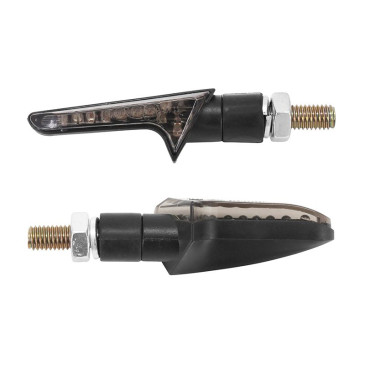 TURN SIGNAL FOR MOTORBIKE- AVOC MINI KOBE ABS BODY - SMOKED/BLACK (12 LEDS ORANGE) (LONG 70mm (Wd 24mm / Heigh 21mm) (EEC APPROVED) (Pair) 3700948167298