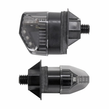 CLIGNOTANT MOTO AVOC MINI 3RS 3 LEDS BASE ABS FUME/NOIR (L 38mm / H 25mm / L 26mm) (PAIRE) (MONTAGE IDEAL MP3) (HOMOLOGUE CE) (PAIRE) 3700948083604