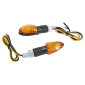 CLIGNOTANT UNIVERSEL REPLAY MICRO FLECHE A AMPOULE BAU9S BASE ABS ORANGE/CARBONE (L 55mm / H 20mm / L 23mm) (HOMOLOGUE CE) (PAIRE) 3700948032428
