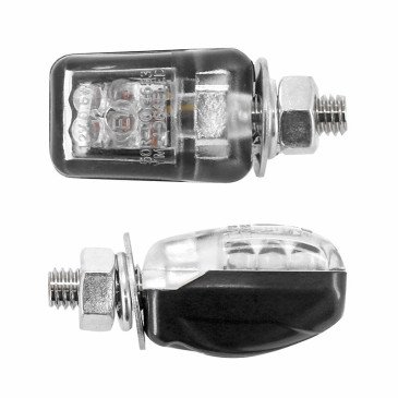 CLIGNOTANT UNIVERSEL REPLAY MICRO 6 LEDS TRANSPARENT/NOIR (L 27mm / H 17mm / L 18mm) (HOMOLOGUE CE) (PAIRE) 3700948032398