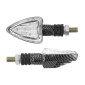 TURN SIGNAL (UNIVERSAL) REPLAY MINI TRIANGLE TRANSPARENT/CARBON -LEDS- (L 78mm / H 37mm / Wd 28mm) -CEE APPROVED- (PAIR) 3700948032756