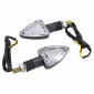 TURN SIGNAL (UNIVERSAL) REPLAY MINI TRIANGLE TRANSPARENT/CARBON -LEDS- (L 78mm / H 37mm / Wd 28mm) -CEE APPROVED- (PAIR) 3700948032756