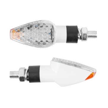 TURN SIGNAL (UNIVERSAL) REPLAY MINI PYRAMID -LEDS- TRANSPARENT/BLANC WITH INDICATOR- -CEE APPROVED- (PAIR) (L 68mm / H 27mm / Wd 30mm) 3700948032664