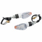 TURN SIGNAL (UNIVERSAL) REPLAY MINI PYRAMID -LEDS- TRANSPARENT/BLANC WITH INDICATOR- -CEE APPROVED- (PAIR) (L 68mm / H 27mm / Wd 30mm) 3700948032664
