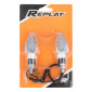 TURN SIGNAL (UNIVERSAL) REPLAY MINI PYRAMID -LEDS- TRANSPARENT/BLANC WITH INDICATOR- -CEE APPROVED- (PAIR) (L 68mm / H 27mm / Wd 30mm) 3700948032664