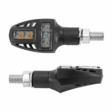 TURN SIGNAL (UNIVERSAL) P2R T COMPACT- REAR/LEDS + TRANSPARENT/BLACK TAIL LIGHT -CEE APPROVED- (PAIR) (L 56mm / H 27mm / Wd 23mm) 3700948082805
