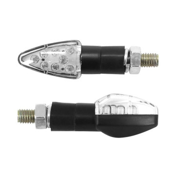 TURN SIGNAL (UNIVERSAL) REPLAY MICRO "ARROW" TRANSPARENT/BLACK 8 LEDS ORANGE-CEE APPROVED- (PAIR) (L 55mm / H 20mm / Wd 23mm) 3700948032473