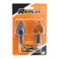 TURN SIGNAL (UNIVERSAL) REPLAY MINI TRIANGLE ORANGE/BLACK -BULB- (PAIR) ** (L 82mm / H 37mm / Wd 28mm) 3700948032718