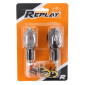 TURN SIGNAL (UNIVERSAL) REPLAY MINI OVAL SHAPED- TRANSPARENT/CARBON (L 71mm / H 28mm / Wd 38mm) (PAIR) ** 3700948032633