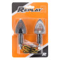 TURN SIGNAL (UNIVERSAL) REPLAY MINI TRIANGLE TRANSPARENT/CARBON -BULB- ORANGE (PAIR) ** (L 83mm / H 37mm / Wd 28mm) 3700948032749