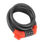 ANTIVOL VELO SPIRAL A COMBINAISON NEWTON DIAM 12 mm LONG 1.50 M NOIR/ROUGE (AVEC SUPPORT) -NIVEAU SECURITE 3- 3700948302415