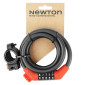ANTIVOL VELO SPIRAL A COMBINAISON NEWTON DIAM 12 mm LONG 1.50 M NOIR/ROUGE (AVEC SUPPORT) -NIVEAU SECURITE 3- 3700948302415
