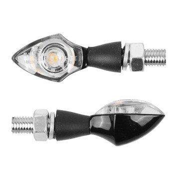 TURN SIGNAL (UNIVERSAL) REPLAY ØAND TRANSPARENT/BLACK-ZAMAC BODY- LEDS ORANGE 1W -CEE APPROVED- (PAIR) (L 48mm / H 22mm / Wd 21mm) 3700948032350
