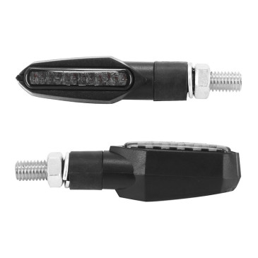 TURN SIGNAL (UNIVERSAL) REPLAY XRUN 3 - SMOKED/BLACK 12 LEDS WITH INDICATOR- 3 LEDS -CEE APPROVED- (PAIR) (L 63mm / H 18mm / Wd 22mm) 3700948033036