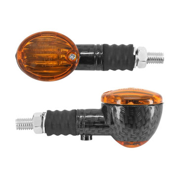 CLIGNOTANT UNIVERSEL REPLAY MICRO OVALE A AMPOULE BA9S ORANGE/CARBONE AVEC TEMOIN BASE COURTE (L 70mm / H 30mm / L 36mm) (HOMOLOGUE CE) (PAIRE) 3700948032480