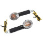 TURN SIGNAL (UNIVERSAL) REPLAY MICRO OVAL SHAPED- TRANSPARENT/CARBON WITH INDICATOR- LONG -CEE APPROVED- (PAIR) 3700948032510