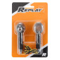 TURN SIGNAL (UNIVERSAL) REPLAY MICRO OVAL SHAPED- TRANSPARENT/CARBON WITH INDICATOR- LONG -CEE APPROVED- (PAIR) 3700948032510