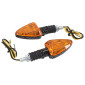 TURN SIGNAL (UNIVERSAL) REPLAY TRIANGLE ORANGE/CARBON GLOSS - SHORT - CEE APPROVED- (PAIR) (BULB 12V 21W BA9S - G11) (L 78mm / H 37mm / Wd 27mm) 3700948032909