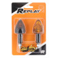 TURN SIGNAL (UNIVERSAL) REPLAY TRIANGLE ORANGE/CARBON GLOSS - SHORT - CEE APPROVED- (PAIR) (BULB 12V 21W BA9S - G11) (L 78mm / H 37mm / Wd 27mm) 3700948032909