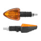 CLIGNOTANT UNIVERSEL REPLAY TRIANGLE A AMPOULE BA9S ORANGE/NOIR AVEC TEMOIN BASE COURTE (L 83mm / H 37mm / L 27mm) (HOMOLOGUE CE) (PAIRE) 3700948032916