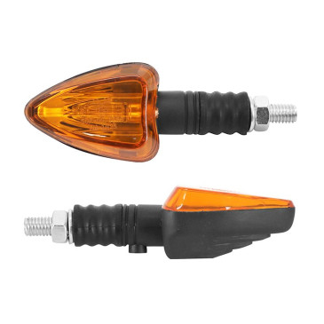 CLIGNOTANT UNIVERSEL REPLAY TRIANGLE A AMPOULE BA9S ORANGE/NOIR AVEC TEMOIN BASE COURTE (L 83mm / H 37mm / L 27mm) (HOMOLOGUE CE) (PAIRE) 3700948032916