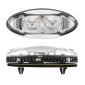 TURN SIGNAL (UNIVERSAL) REPLAY MINI OVAL SHAPED- TRANSPARENT/CARBON 2 LEDS ORANGE -CEE APPROVED- (PAIR) (L 60mm / H 25mm / Wd 15mm) 3700948032640