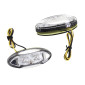 TURN SIGNAL (UNIVERSAL) REPLAY MINI OVAL SHAPED- TRANSPARENT/CARBON 2 LEDS ORANGE -CEE APPROVED- (PAIR) (L 60mm / H 25mm / Wd 15mm) 3700948032640