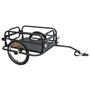 REMORQUE VELO UTILITAIRE PLIABLE MAXI 30Kgs (L69x47xH26.5) AVEC DE ROUES 16'' FIXATION AXE DE ROUE AR (COMPATIBLE AXE PLEIN ECROU / BLOCAGE RAPIDE) 3700256044465