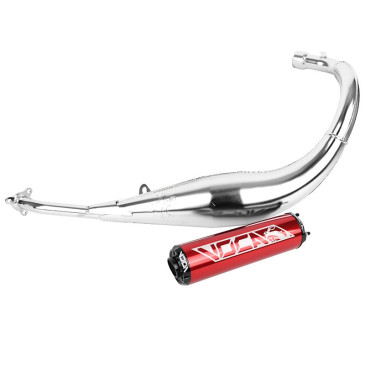 POT 50 A BOITE VOCA CHROMED POUR MINARELLI 50 AM6, BETA 50 RR 1999>2011/RIEJU 50 MRT, SMX, RMX, RR/PEUGEOT 50 XPS, XP6/MBK 50 X-LIMIT/YAMAHA 50 DTR (PASSAGE BAS - SILENCIEUX ALU ROUGE) 3700948183373