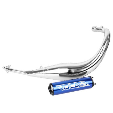 POT 50 A BOITE VOCA CHROMED POUR MINARELLI 50 AM6, BETA 50 RR 1999>2011/RIEJU 50 MRT, SMX, RMX, RR/PEUGEOT 50 XPS, XP6/MBK 50 X-LIMIT/YAMAHA 50 DTR (PASSAGE BAS - SILENCIEUX ALU BLEU) 3700948184868
