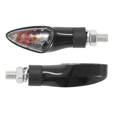 TURN SIGNAL (UNIVERSAL) REPLAY TRIANGLE TRANSPARENT/BLACK - SHORT -BULB- (L 68mm / H 23mm / Wd 20mm) -CEE APPROVED- (PAIR) 3700948032947