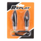 TURN SIGNAL (UNIVERSAL) REPLAY TRIANGLE TRANSPARENT/BLACK - SHORT -BULB- (L 68mm / H 23mm / Wd 20mm) -CEE APPROVED- (PAIR) 3700948032947