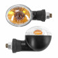 TURN SIGNAL (UNIVERSAL) REPLAY OVAL SHAPED- TRANSPARENT/BLACK -SHORT -CEE APPROVED- (L 80mm / H 45mm / Wd 53mm) (PAIR) 3700948032770