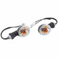 TURN SIGNAL (UNIVERSAL) REPLAY OVAL SHAPED- TRANSPARENT/BLACK -SHORT -CEE APPROVED- (L 80mm / H 45mm / Wd 53mm) (PAIR) 3700948032770