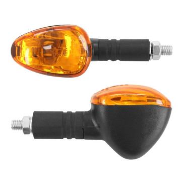 TURN SIGNAL (UNIVERSAL) REPLAY PYRAMID - ORANGE/BLACK -SHORT -CEE APPROVED- (PAIR) (L 93mm / H 35mm / Wd 51mm) 3700948032800