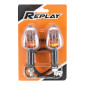 TURN SIGNAL (UNIVERSAL) REPLAY PYRAMID - TRANSPARENT/CARBON - LONG -CEE APPROVED- (PAIR) (L 95mm / H 36mm / Wd 53mm) 3700948032817