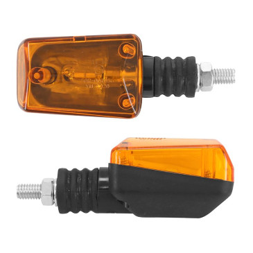 TURN SIGNAL (UNIVERSAL) REPLAY RECTANGLE ORANGE/BLACK - SHORT -CEE APPROVED- (PAIR) (L 81mm / H 38mm / Wd 37mm) 3700948032848