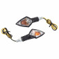 TURN SIGNAL (UNIVERSAL) REPLAY MINI "DIAMOND"+ORANGE BULB - TRANSPARENT/BLACK (PAIR) -CEE APPROVED- (L 78mm / H 37mm / Wd 32mm) 3700948032596