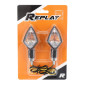 TURN SIGNAL (UNIVERSAL) REPLAY MINI "DIAMOND"+ORANGE BULB - TRANSPARENT/BLACK (PAIR) -CEE APPROVED- (L 78mm / H 37mm / Wd 32mm) 3700948032596
