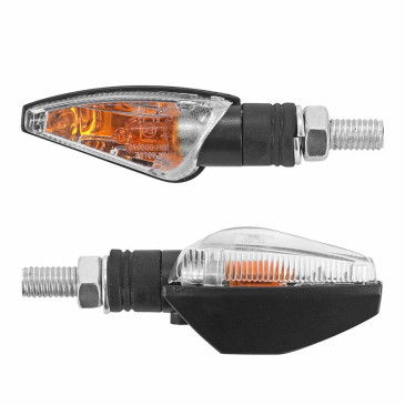 TURN SIGNAL (UNIVERSAL) REPLAY MINI CAP -BULB- ORANGE TRANSPARENT/BLACK (PAIR) -CEE APPROVED- (L 61mm / H 21mm / Wd 28mm) 3700948032541