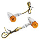 TURN SIGNAL (UNIVERSAL) REPLAY VINTAGE METALIC- ORANGE/CHROME -BULB- (PAIR) Ø25mm -CEE APPROVED- 3700948032954