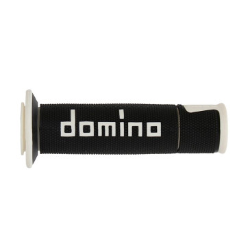 REVETEMENT POIGNEE DOMINO MOTO ON ROAD A450 NOIR/BLANC OPEN END 120-125mm (PAIRE) 8033900015791