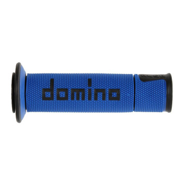 REVETEMENT POIGNEE DOMINO MOTO ON ROAD A450 BLEU/NOIR OPEN END 120-125mm (PAIRE) 8033900016484